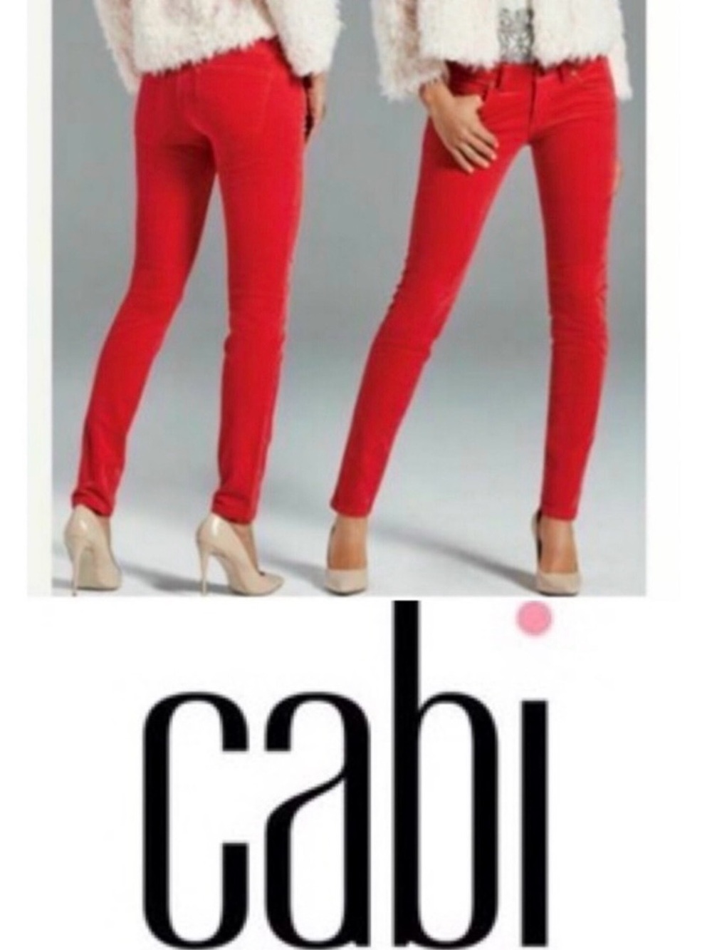 CAbi Jeans 3136 Women’s Red Skinny Fit Stretch Corduroy Pants Size 10
